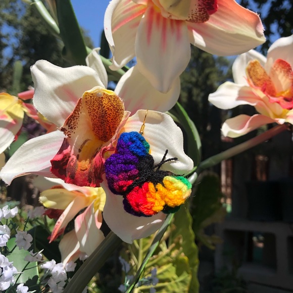 🎉Host Pick🎉Handmade Crochet Rainbow Butterfly Earrings - Picture 3 of 10